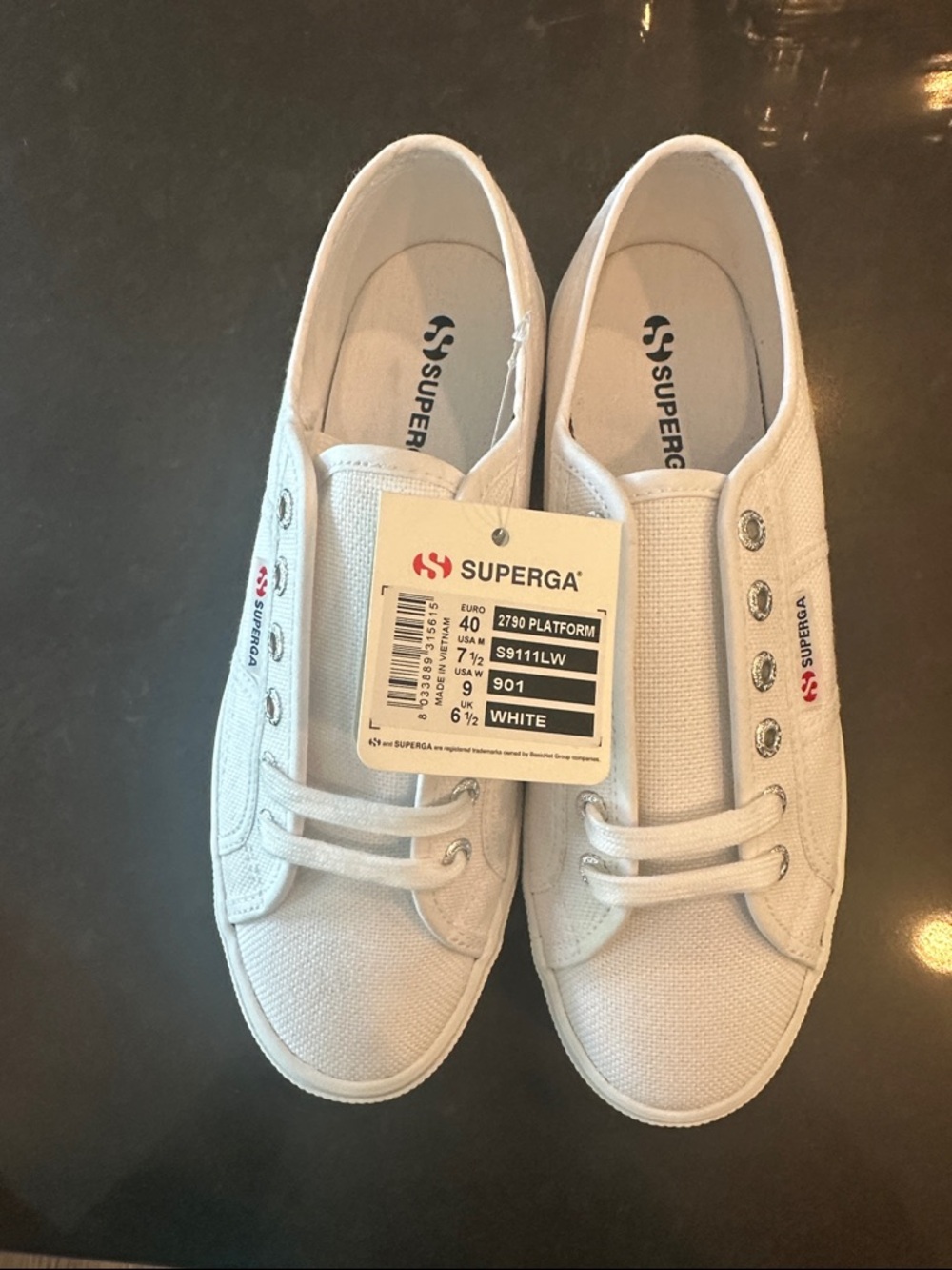 Superga White Canvas Slip-On Platform Sneakers
